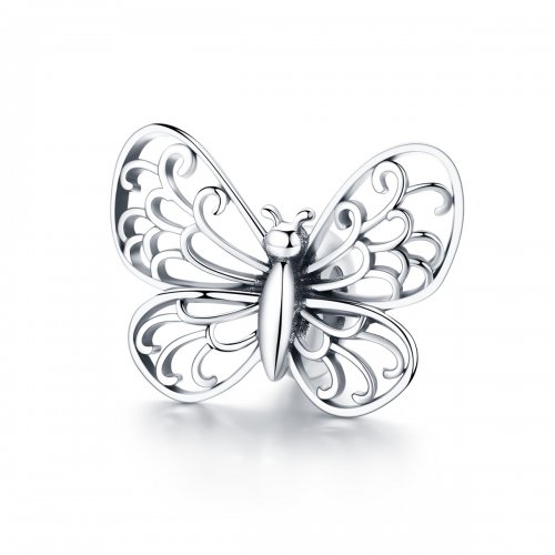 Charm de mariposa plateado estilo Pandora - BSC062