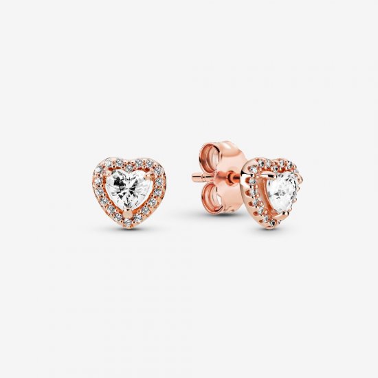 Pendientes de botón PANDORA Sparkling Elevated Heart - 288427C01 - Haga click en la imagen para cerrar