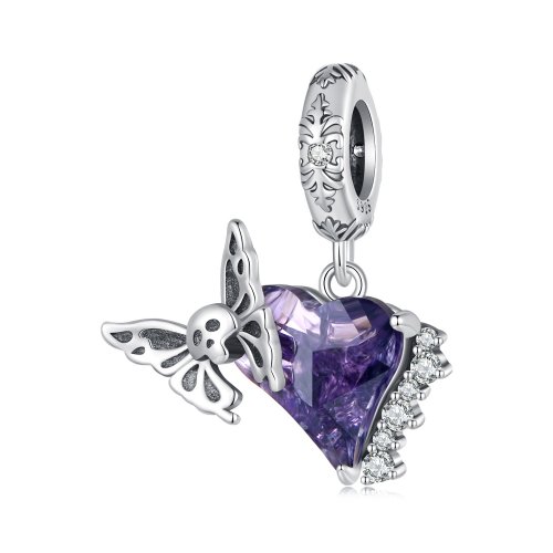 Pendiente de Silicona con Colgante de Calavera y Mariposa al Estilo Pandora - BSC912