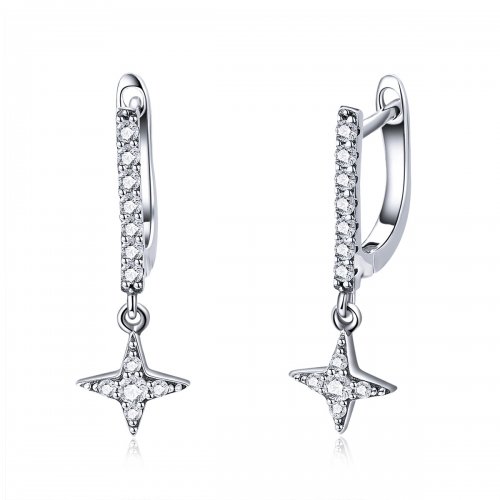 Pendientes colgantes estilo Pandora de plata con destelde noche - SCE446