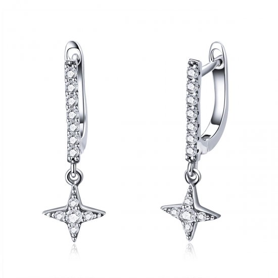 Pendientes colgantes estilo Pandora de plata con destelde noche - SCE446 - Haga click en la imagen para cerrar