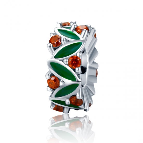 Charm de espaciador con hojas de árbol de Navidad plateado al estilo Pandora - SCC317 - Haga click en la imagen para cerrar