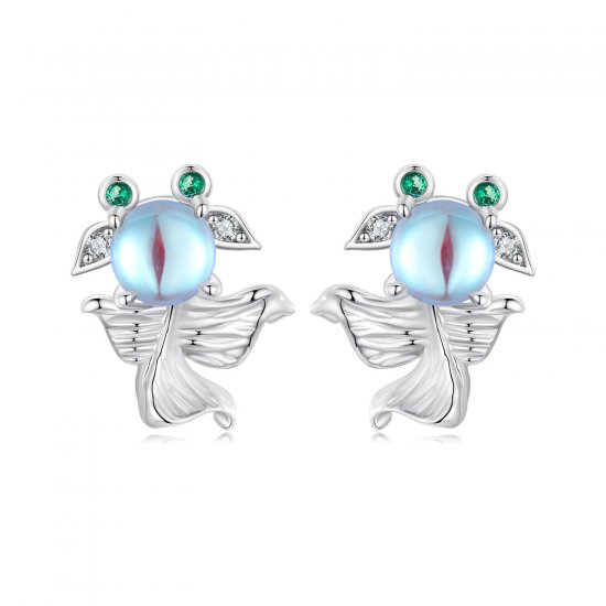 Pendientes estilo PANDORA con forma de pez y luz de luna - SCE1693 - Haga click en la imagen para cerrar