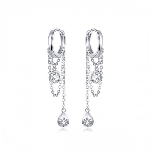 Pendientes colgantes de estilo Pandora de plata para la pubertad - SCE638