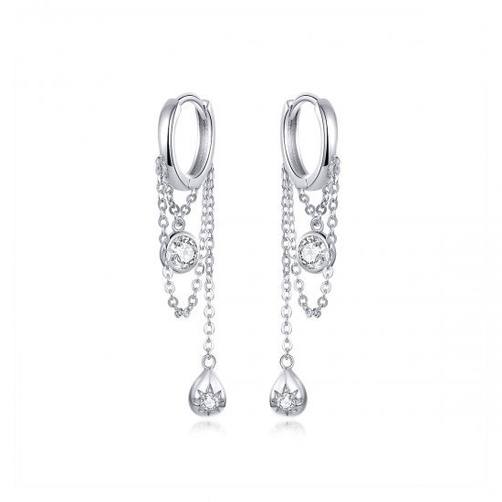 Pendientes colgantes de estilo Pandora de plata para la pubertad - SCE638 - Haga click en la imagen para cerrar