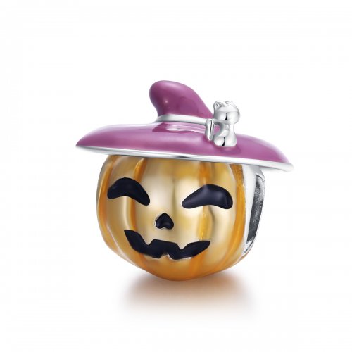 Charm de calabazas de Halloween plateadas estilo Pandora - BSC329