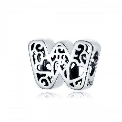 Pulsera de plata estilo Pandora con encanto de letra W mágica - SCC1229-W