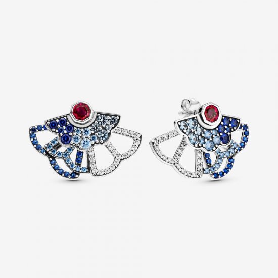 Pendientes de botón PANDORA Blue & Pink Fan Statement (2 formas de usar) - 298195SRUMX - Haga click en la imagen para cerrar