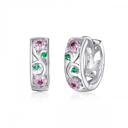 Aros de estilo Pandora en plata con diseño de jardín secreto - BSE403