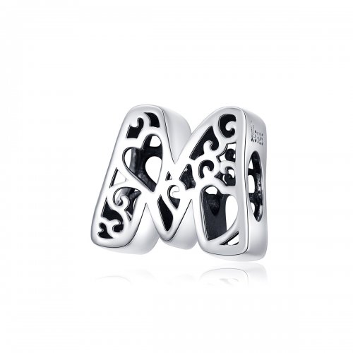 Charm de letra M de plata estilo Pandora - SCC1229-M