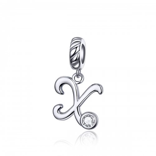 Pendiente colgante de letra X en estilo Pandora de plata - SCC1183-X