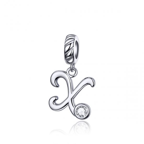 Pendiente colgante de letra X en estilo Pandora de plata - SCC1183-X - Haga click en la imagen para cerrar