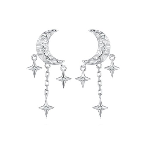 Pendientes de Estilo Pandora con Borla de Luna - BSE858