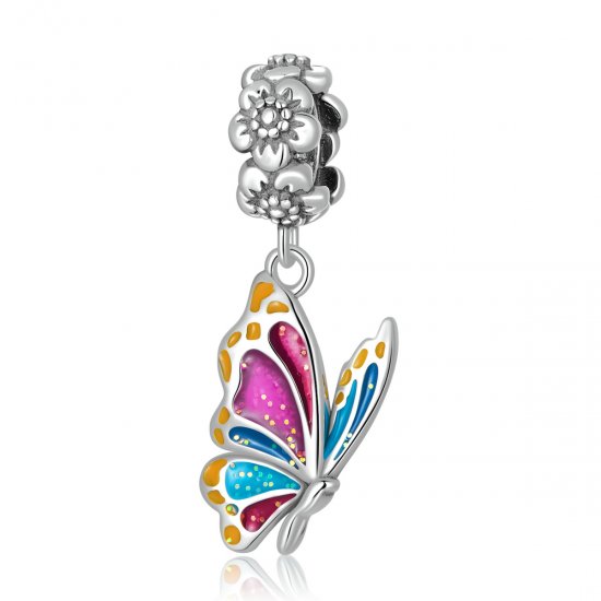Pendiente de mariposa colorida estilo Pandora - SCC2216 - Haga click en la imagen para cerrar