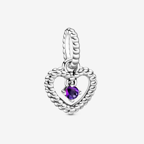 Charm colgante de corazón morado con cuentas de PANDORA - 798854C03