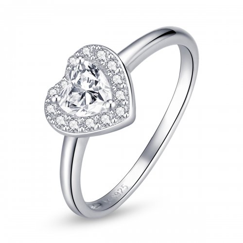 Anillo con corazón elevado y deslumbrante estilo Pandora - SCR725