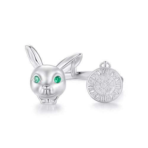 Anillo estilo Pandora con reloj de conejo blanco - SCR948-E Anillo estilo Pandora con reloj de conejo blanco - SCR948-E