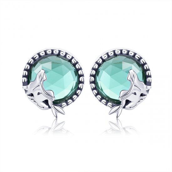 aretes de botón estilo Pandora de plata con diseño de amor de sirena - SCE383 - Haga click en la imagen para cerrar
