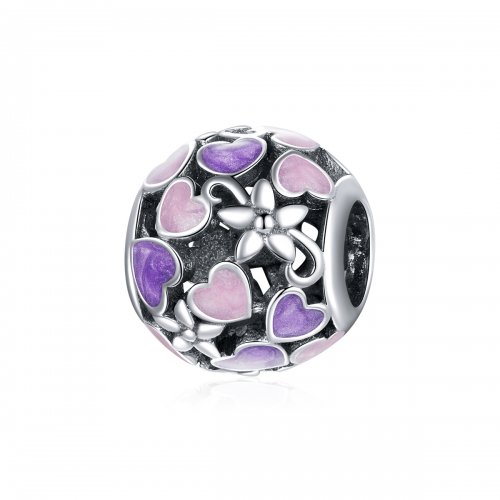 Charm de Flores de Amor en Plata Estilo Pandora - SCC1798