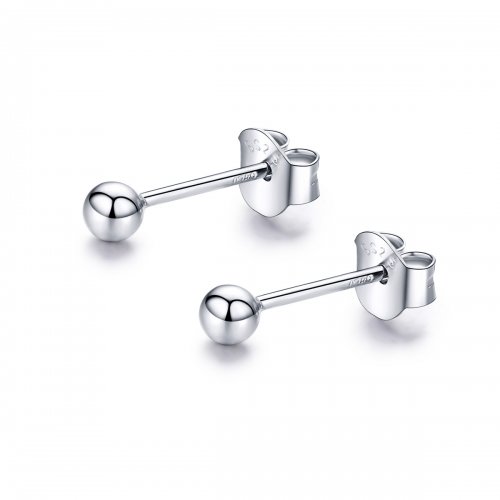 Exquisitos Pendientes de Plata con Diseño de Bola Pequeña al estilo Pandora - SCE581