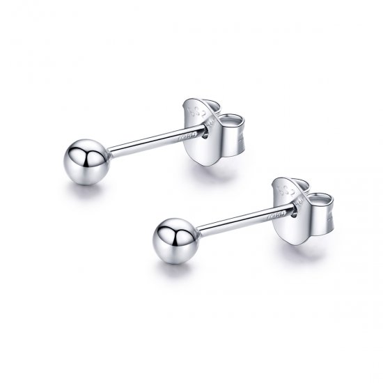 Exquisitos Pendientes de Plata con Diseño de Bola Pequeña al estilo Pandora - SCE581 - Haga click en la imagen para cerrar
