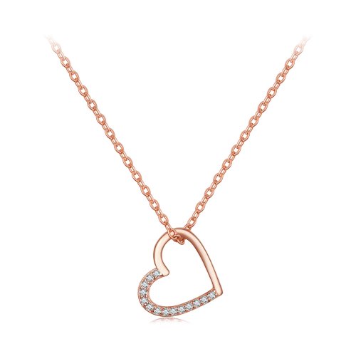 Collar estilo Pandora con corazón de oro rosa - SCN347-C