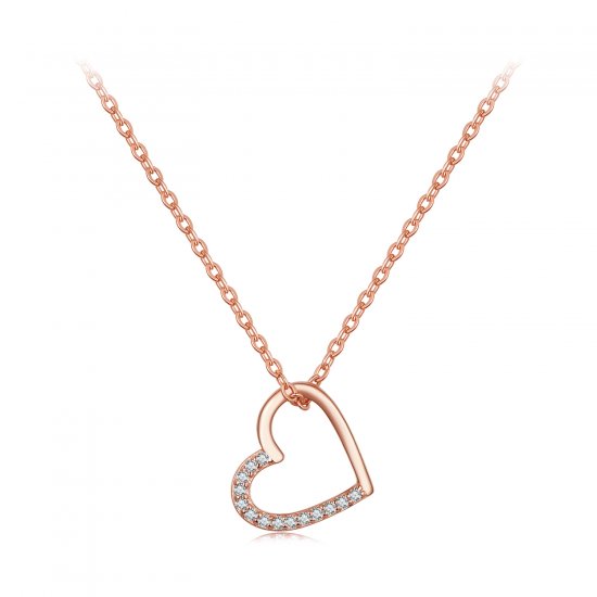 Collar estilo Pandora con corazón de oro rosa - SCN347-C - Haga click en la imagen para cerrar
