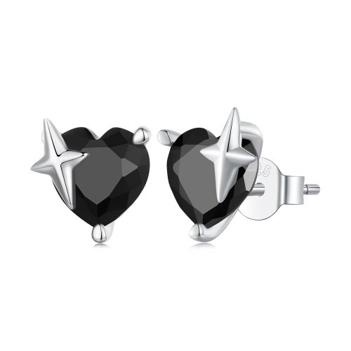 Pendientes de estilo Pandora Retro con corazones - SCE1654