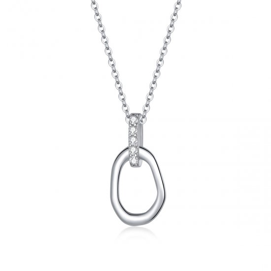 Collar Pandora de estilo plateado con colgante geométrico - SCN440 - Haga click en la imagen para cerrar