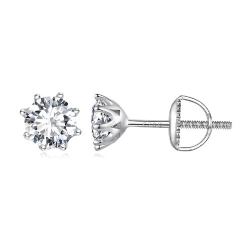 Estos aretes de botón estilo Pandora con 1 quilate de Moissanita - MSE019-L