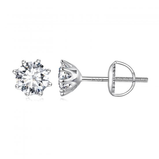 Estos aretes de botón estilo Pandora con 1 quilate de Moissanita - MSE019-L - Haga click en la imagen para cerrar