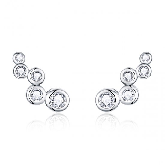 Estos aretes de perno de estilo Pandora en plata son elegantes y brillantes - BSE235 - Haga click en la imagen para cerrar