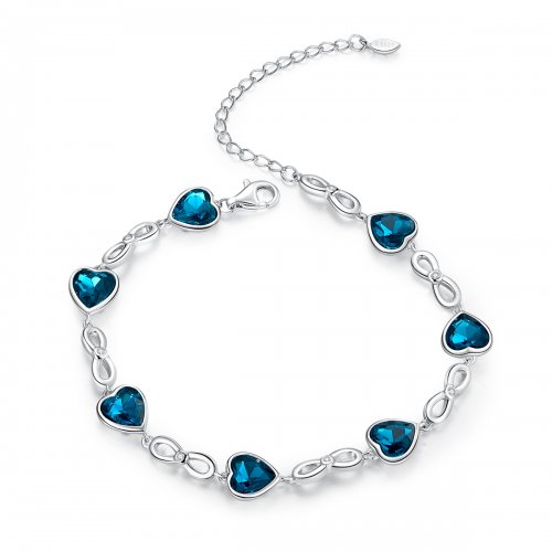 Pulsera deslizante de cadena estilo Pandora con corazón de mar de plata - SCB163