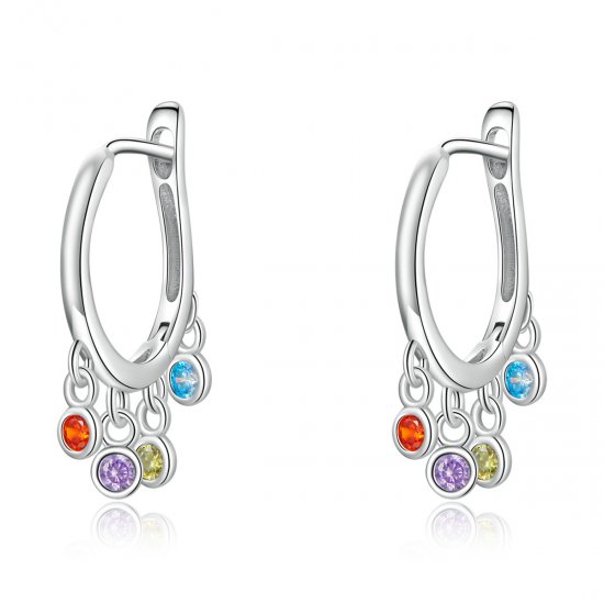 Aretes de aro de campanilla a mano, estilo Pandora, coloridos - BSE554 - Haga click en la imagen para cerrar