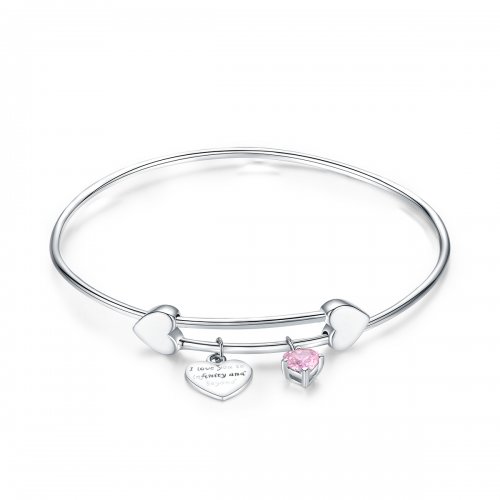 Pulsera deslizante de estilo Pandora en plata con encanto de promesa de amor entrelazado - SCB124