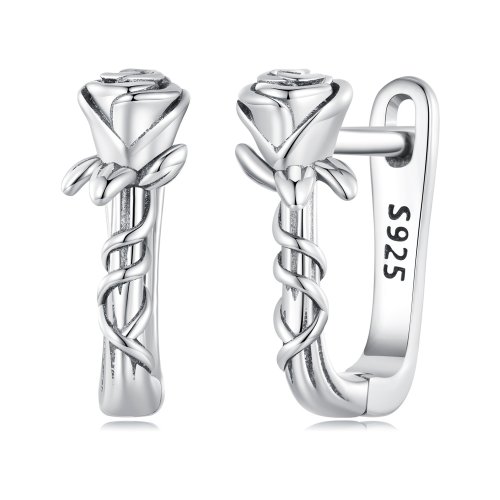 Pendientes de Aro con Rosas de Estilo Pandora - BSE716
