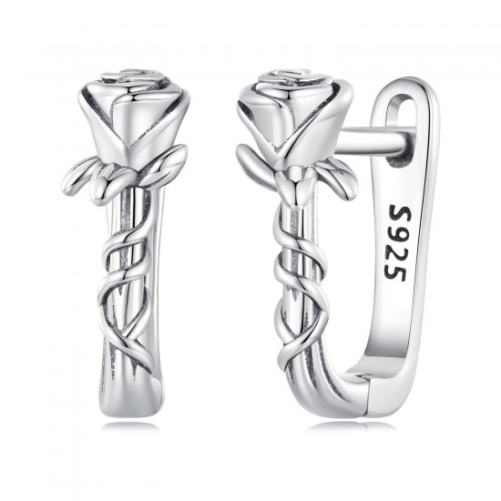 Pendientes de Aro con Rosas de Estilo Pandora - BSE716 - Haga click en la imagen para cerrar