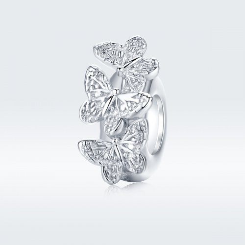 Pulsera de plata estilo Pandora con encanto separador de mariposa - BSC120