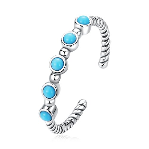 Anillo abierto con diseño Pandora en estilo turquesa - SCR823
