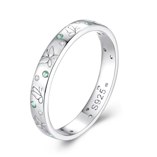 Anillo estilo Pandora con mariposa de primavera - SCR932