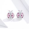 Pendientes de botón de estilo Pandora en plata con diseño de mariquita - SCE715