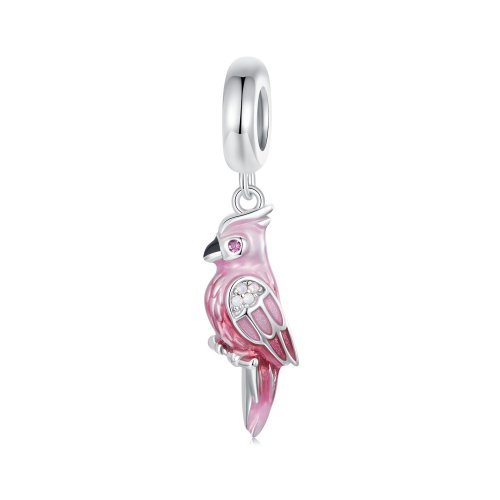 Charm de loro rosa estilo PANDORA - BSC971 Charm de loro rosa estilo PANDORA - BSC971