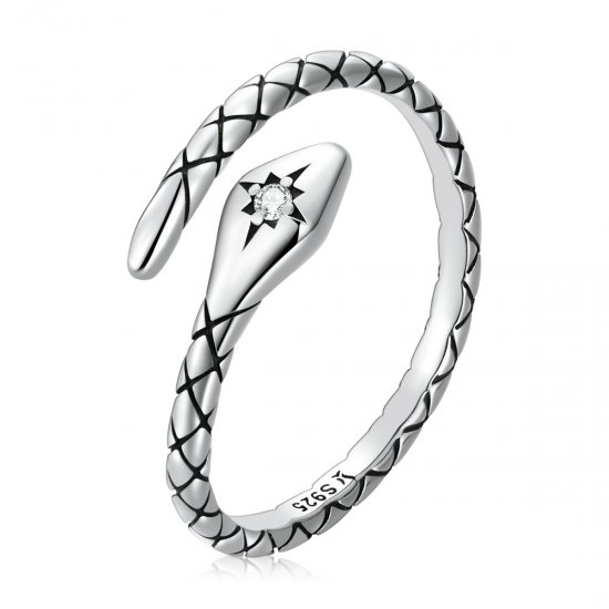 Anillo abierto de estilo Pandora con espíritu retro de serpiente - SCR798 - Haga click en la imagen para cerrar