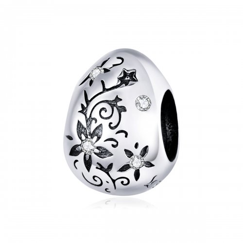 Charm de huevo de Pascua retro de estilo Pandora en plata - SCC1466