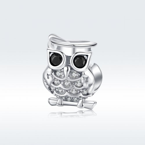 Charm de búho de plata estilo Pandora - BSC124