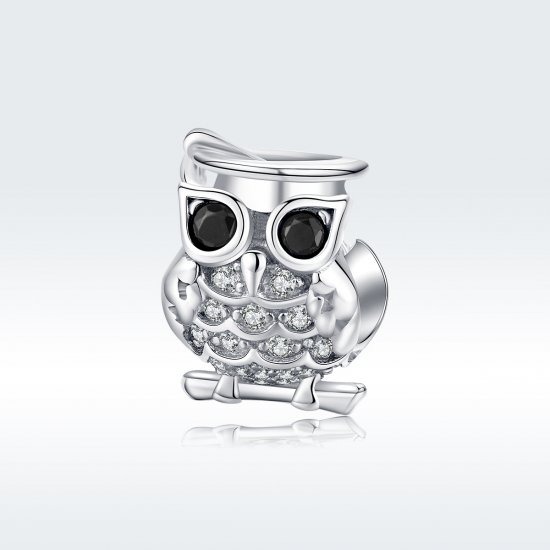 Charm de búho de plata estilo Pandora - BSC124 - Haga click en la imagen para cerrar