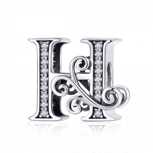 Encanto de letra H con brillantes estilo Pandora Style Sparkling Pavé Flower - BSC030-H Encanto de letra H con brillantes estilo Pandora Style Sparkling Pavé Flower - BSC030-H