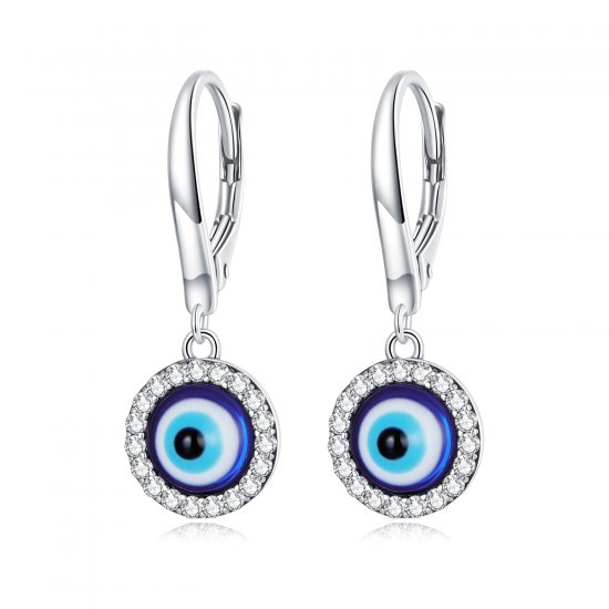 Aros de Aro con Ojo de Diablo de Resina al Estilo Pandora - BSE638 - Haga click en la imagen para cerrar