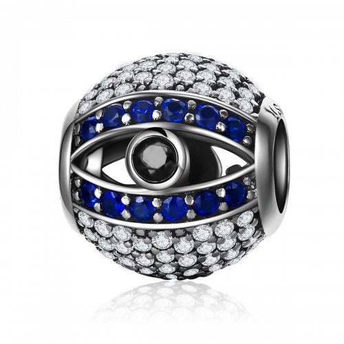 Pulsera estilo Pandora con dije de ojo turco plateado - SCC172