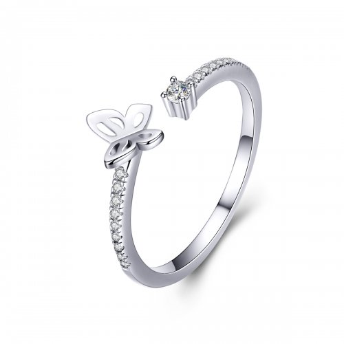 Anillo abierto de mariposa de plata estilo Pandora - SCR550